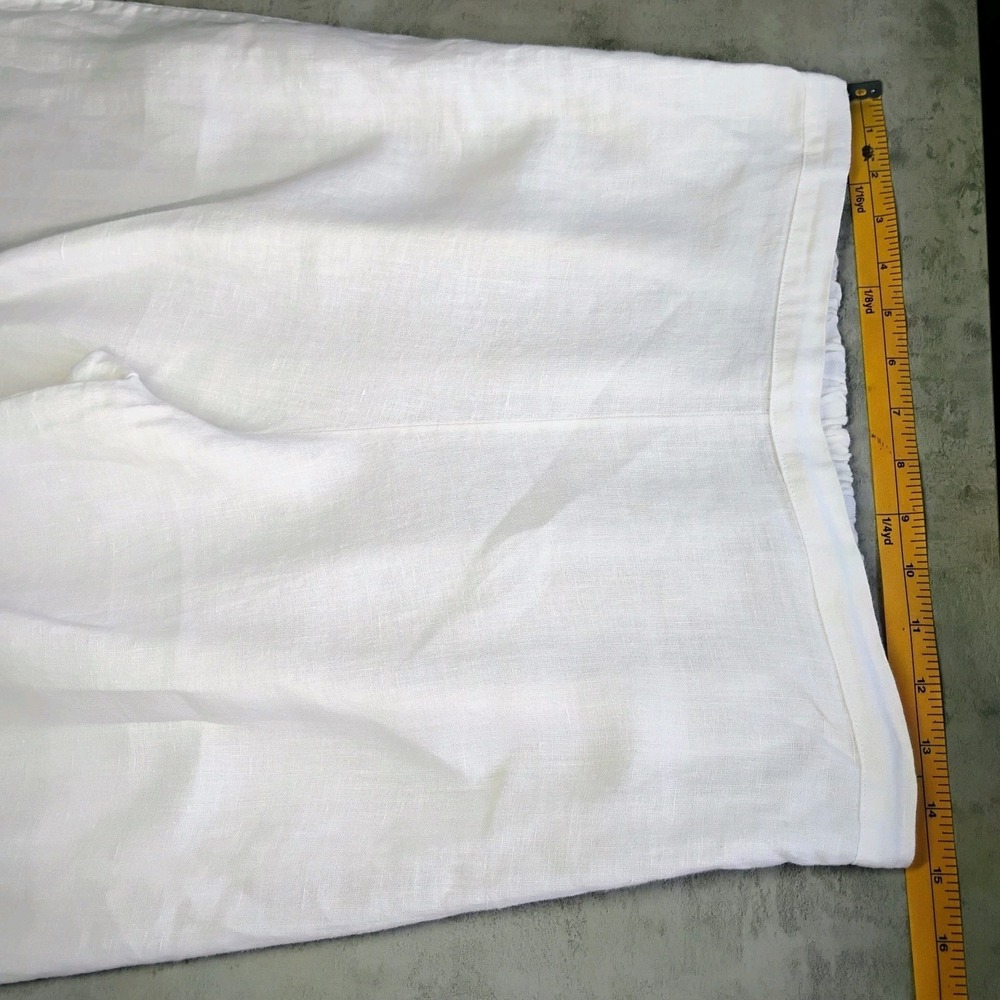 Bryn Walker 100% Linen White Wide Leg Pants Elastic Waist USA Beachy Medium - Picture 11 of 11